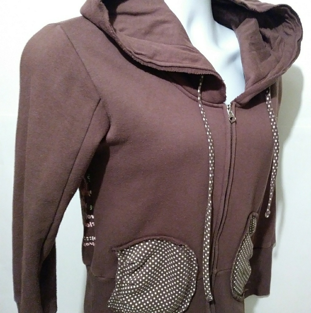 LOST Junior's sweat jacket hoodie brown Sz L. -C1